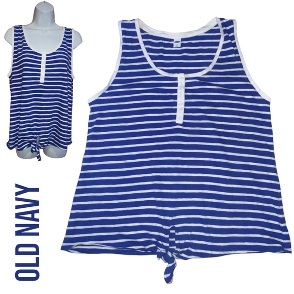Old Navy Women’s Large Striped Blue White Tank Top - Picture 11 of 11